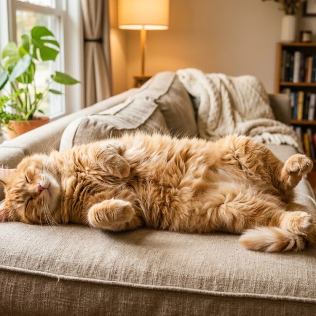 cat sleeping positions meaning