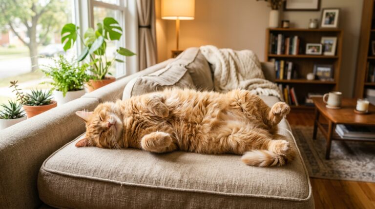 cat sleeping positions meaning